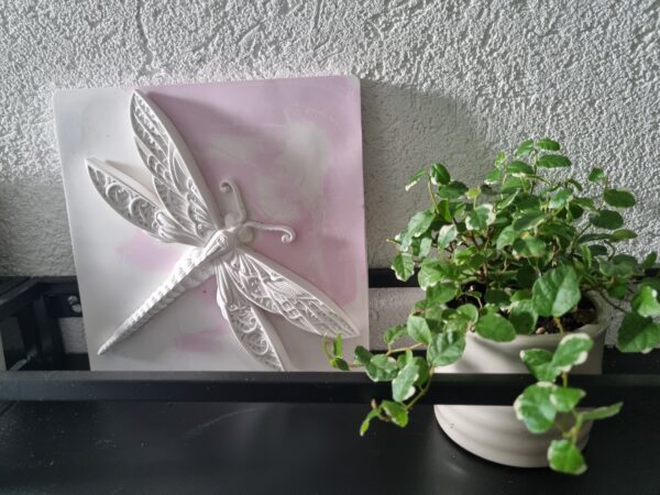 Decoratie tegel Dragon Fly light pink